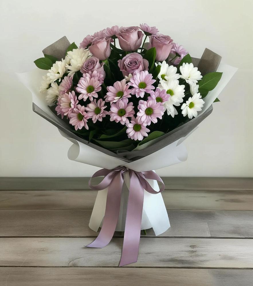 Букет цветов из: Хризантемы и Розы в Чадане