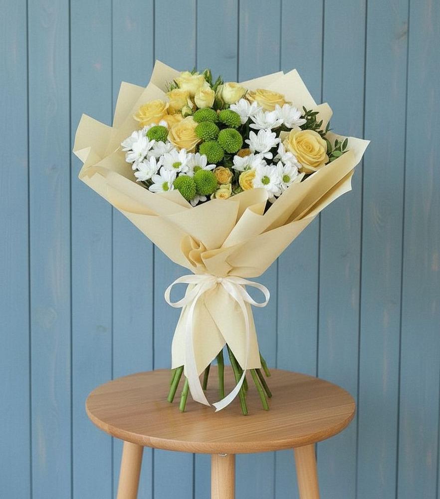 Букет цветов из: Хризантемы и Розы в Чадане