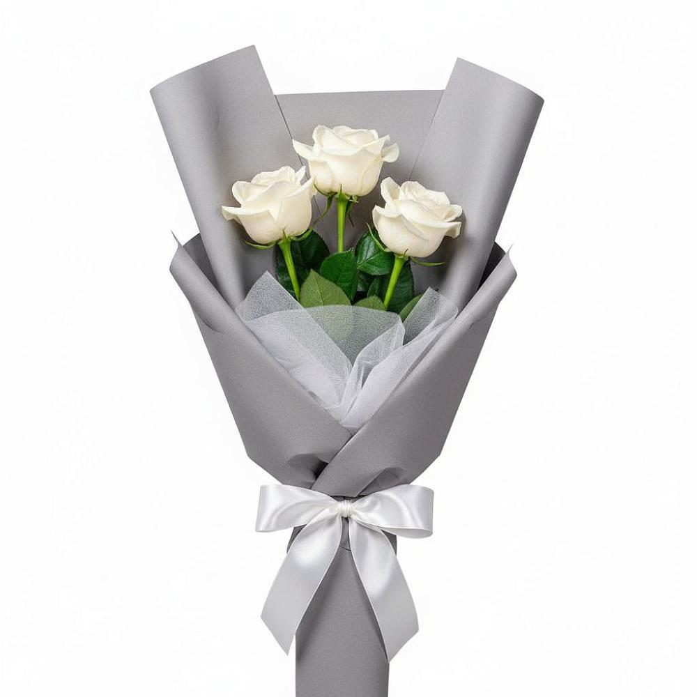Букет 3 белые розы в Чадане