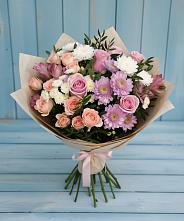 Букет цветов из:  Хризантемы, Розы и Альстромерии в Чадане