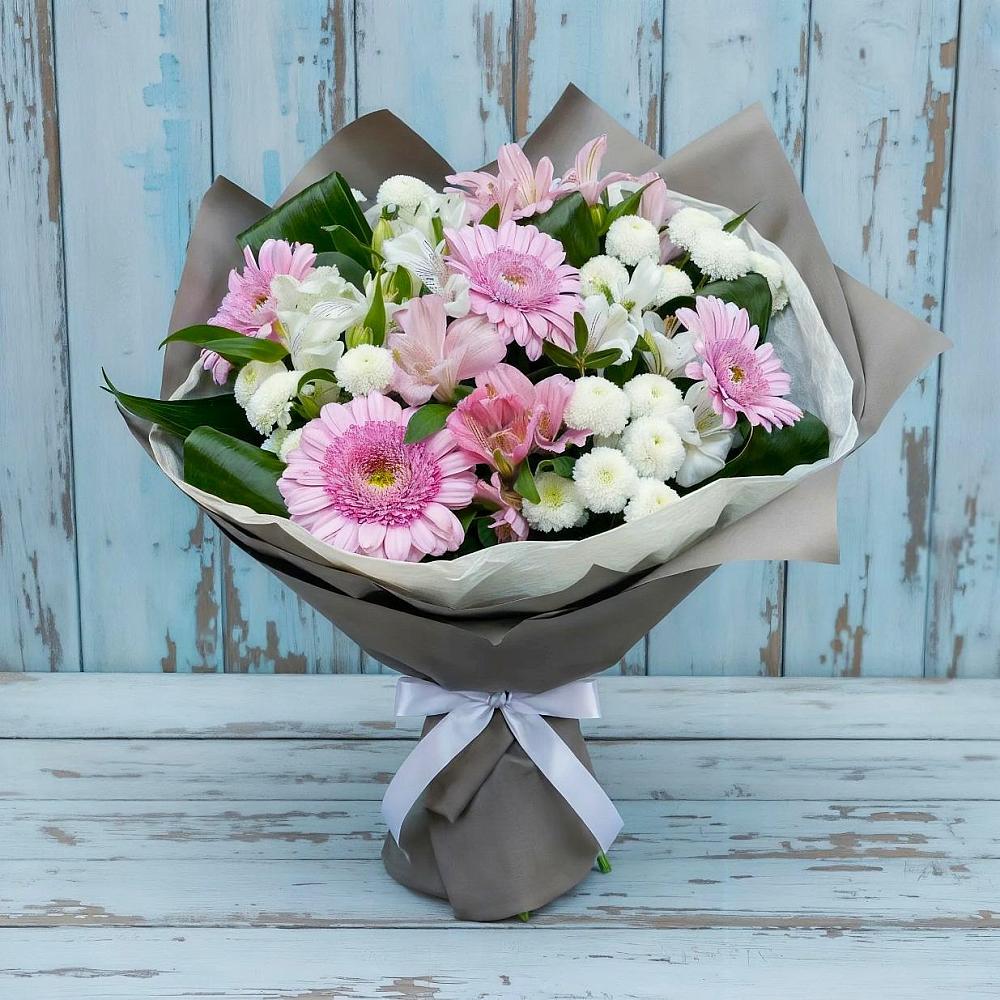 Букет цветов из: Герберы, Альстромерии и Хризантемы в Чадане