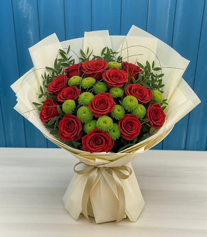 Букет цветов из: Розы и Хризантемы в Чадане